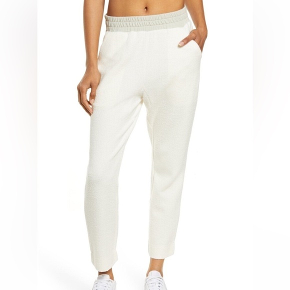Varley Women Finley Track Pants SZ L Ivory Casual PullOn Jersey Knit Terry Cloth - Picture 11 of 11